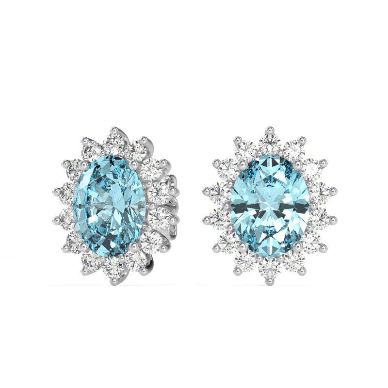 Princess Diana Oval Halo Earrings