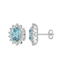 Princess Diana Oval Halo Earrings