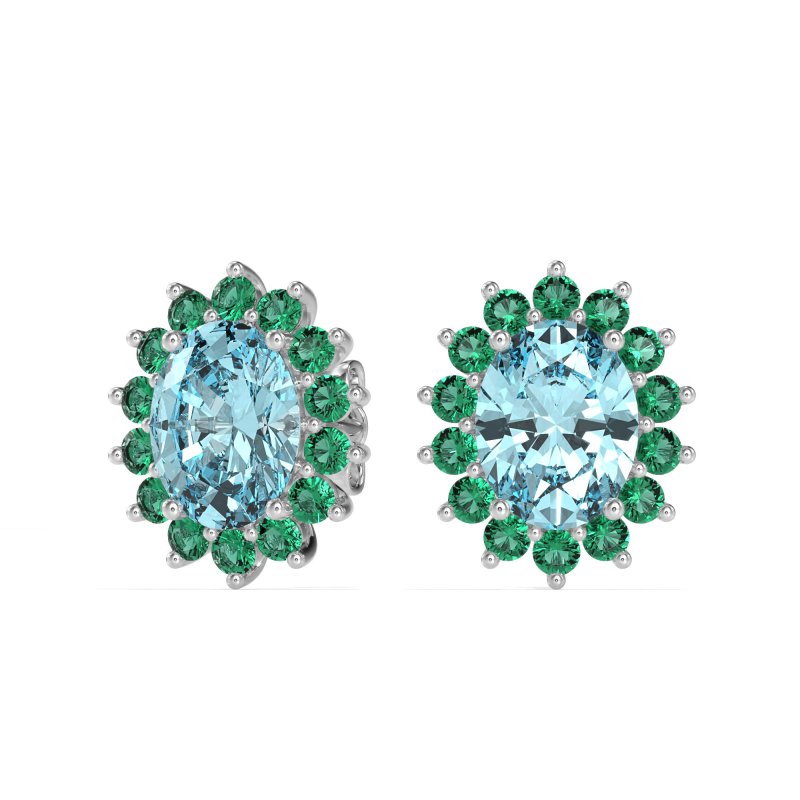 Princess Diana Oval Halo Earrings