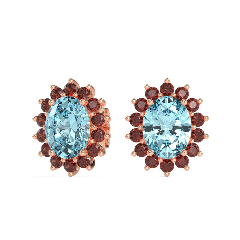 Princess Diana Oval Halo Earrings