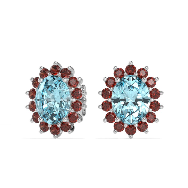 Princess Diana Oval Halo Earrings