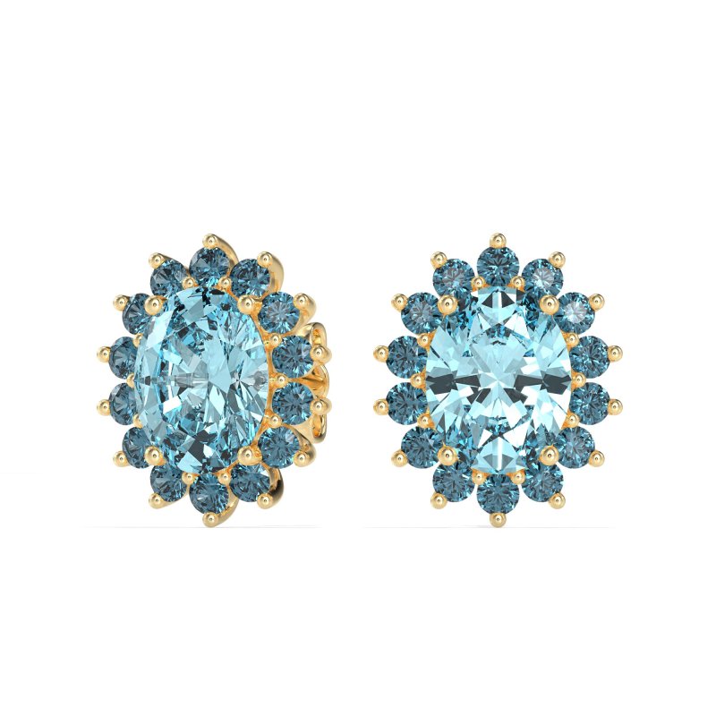 Princess Diana Oval Halo Earrings