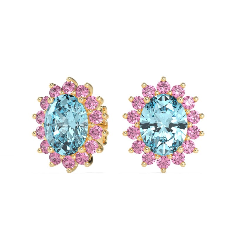 Princess Diana Oval Halo Earrings