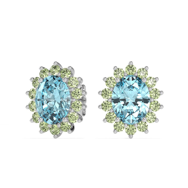 Princess Diana Oval Halo Earrings