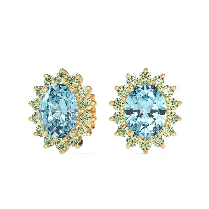 Princess Diana Oval Halo Earrings