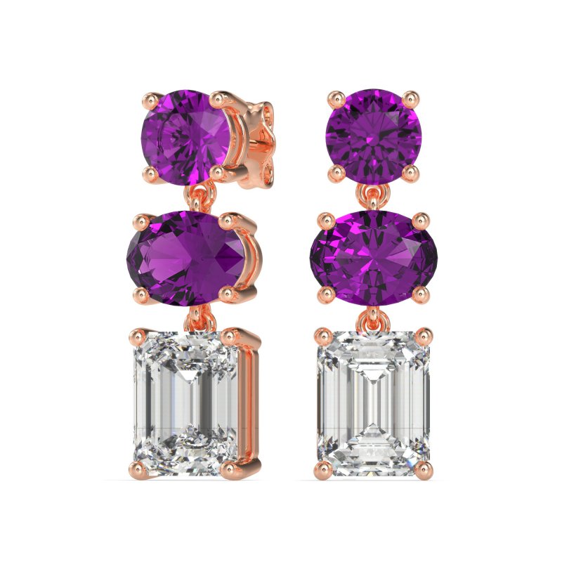 Three-Stone Dangle Earrings