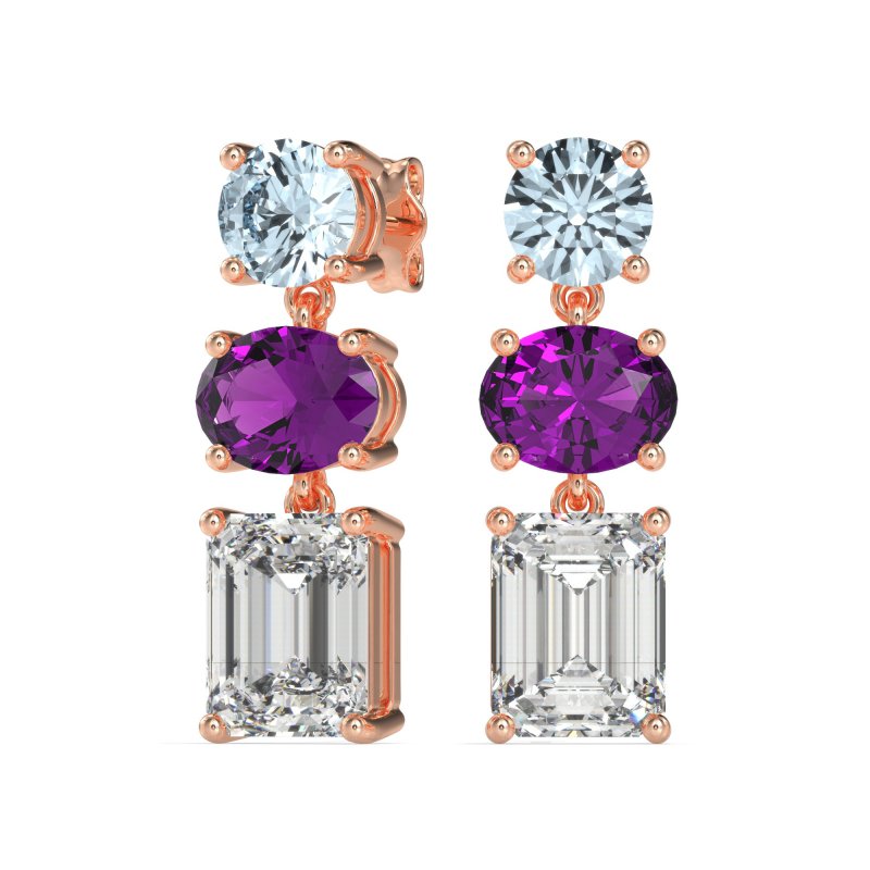 Three-Stone Dangle Earrings