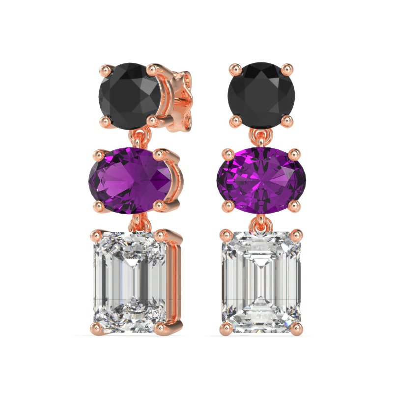 Three-Stone Dangle Earrings