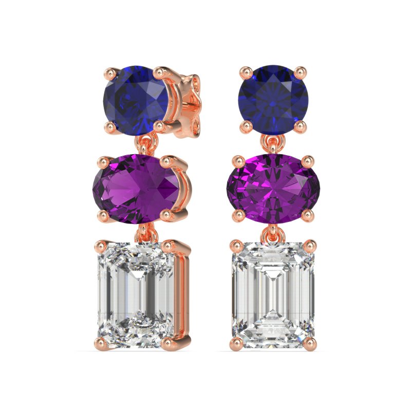Three-Stone Dangle Earrings