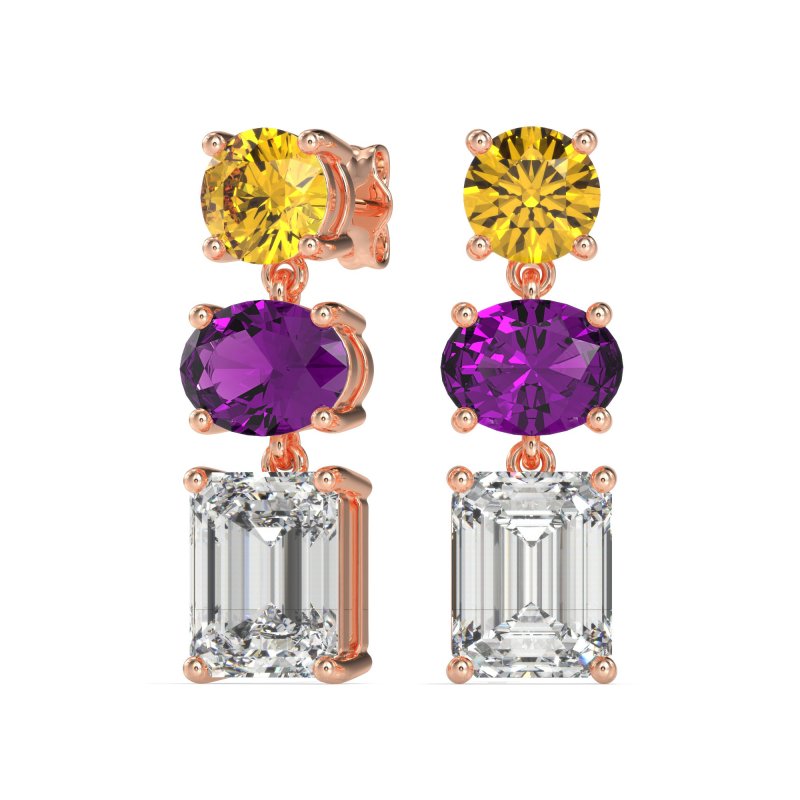 Three-Stone Dangle Earrings