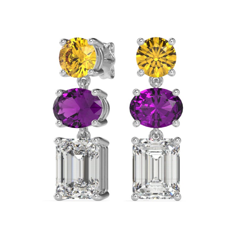 Three-Stone Dangle Earrings