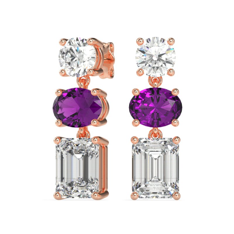 Three-Stone Dangle Earrings