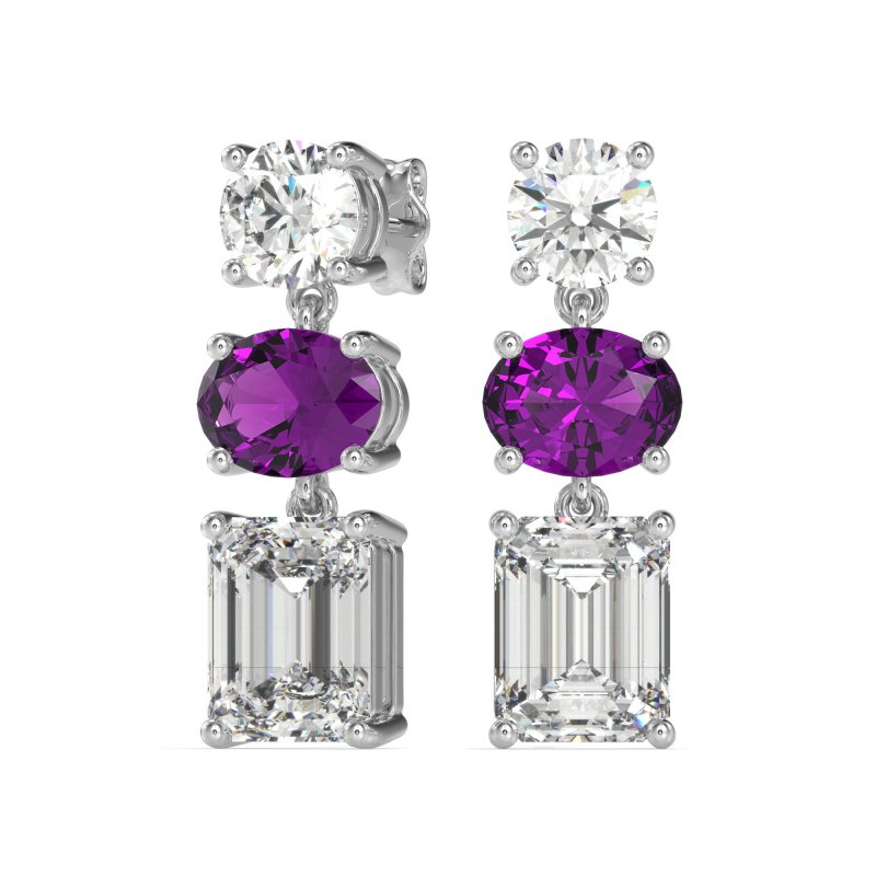 Three-Stone Dangle Earrings