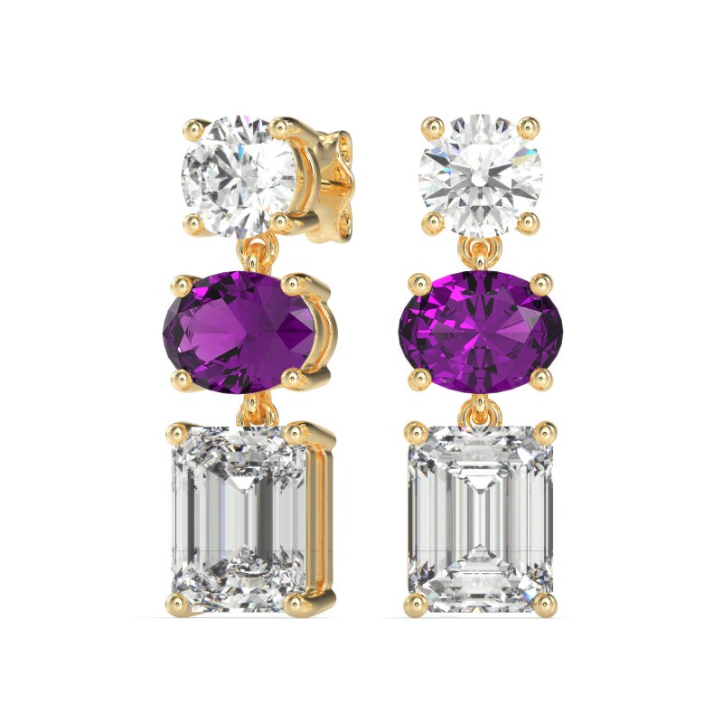 Three-Stone Dangle Earrings