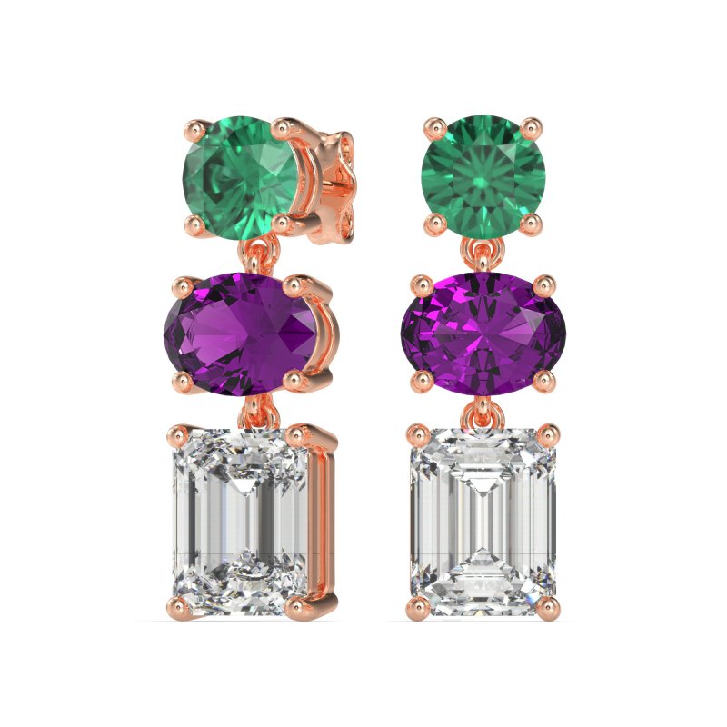 Three-Stone Dangle Earrings