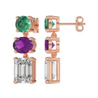 Three-Stone Dangle Earrings