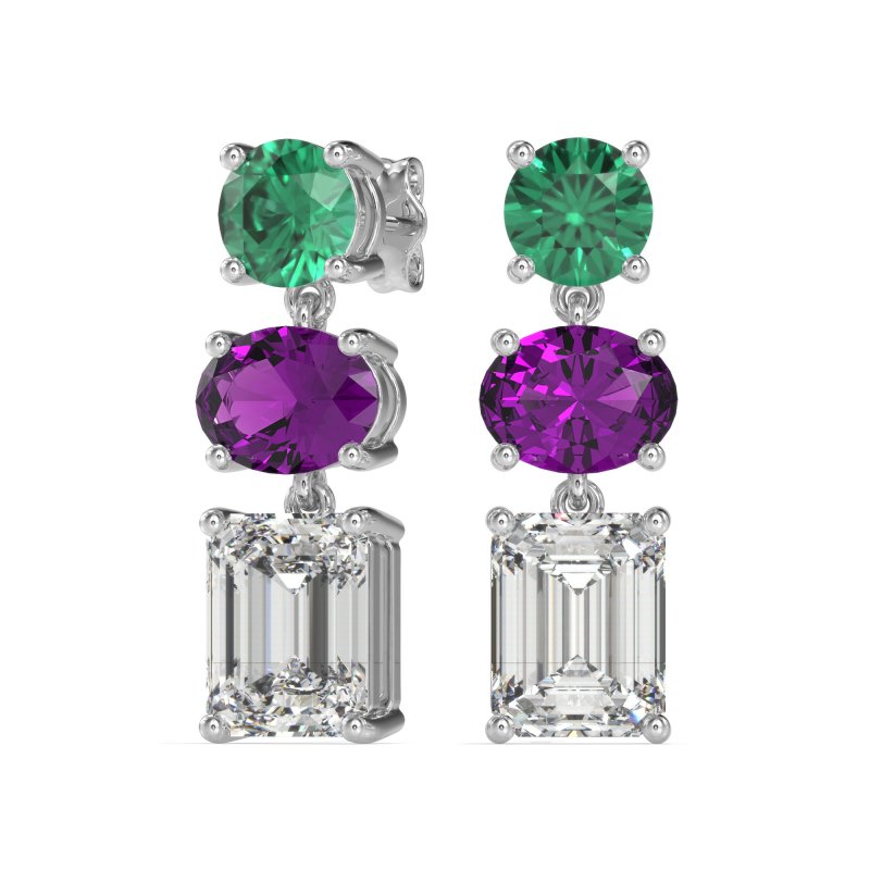 Three-Stone Dangle Earrings