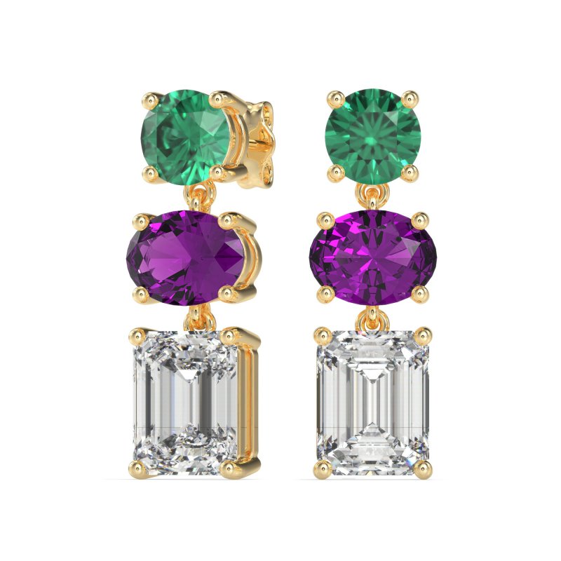 Three-Stone Dangle Earrings