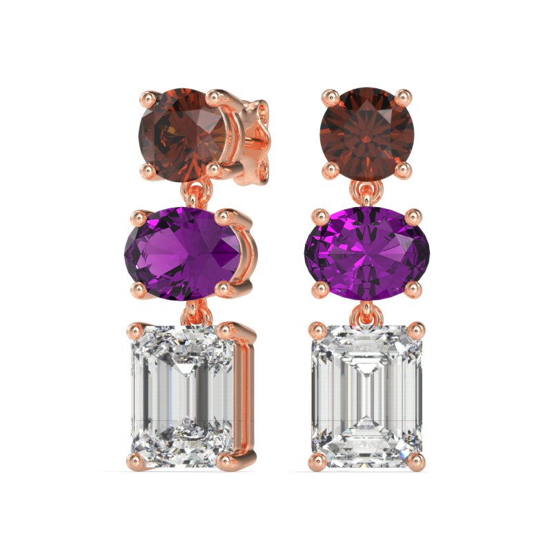 Three-Stone Dangle Earrings