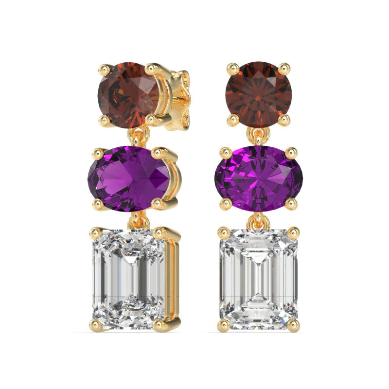 Three-Stone Dangle Earrings