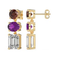 Three-Stone Dangle Earrings