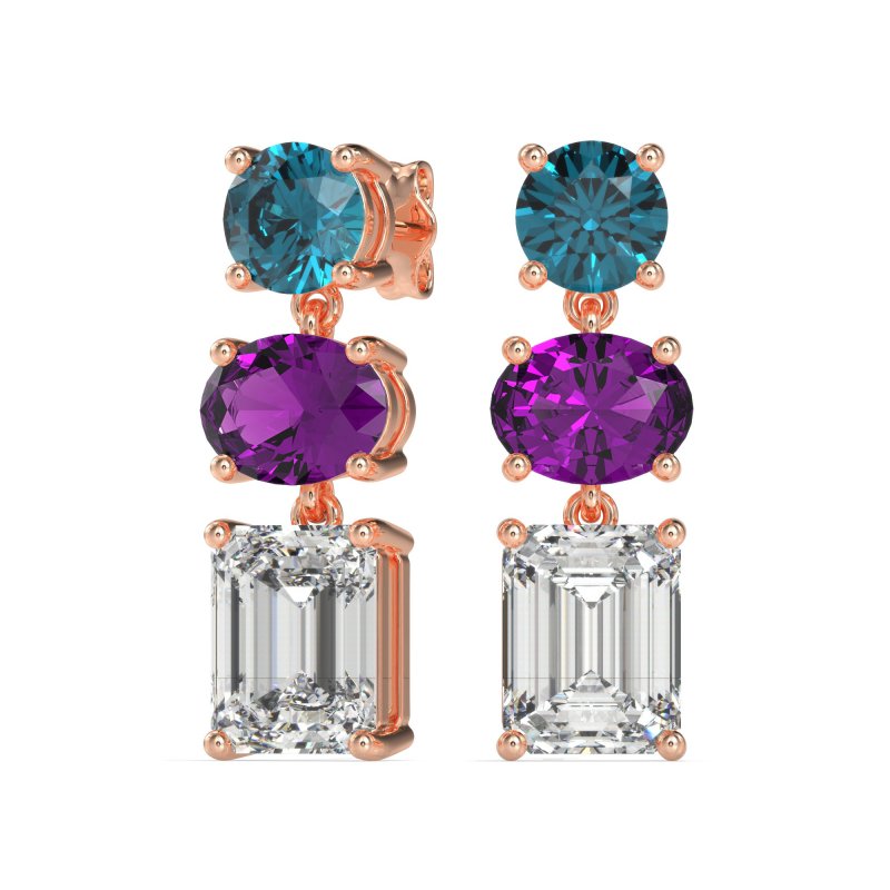 Three-Stone Dangle Earrings