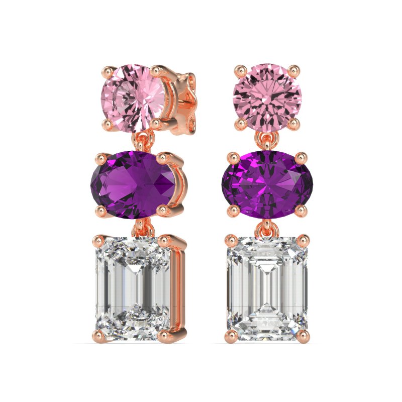 Three-Stone Dangle Earrings