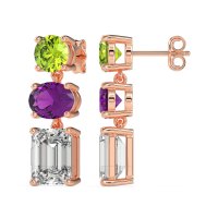Three-Stone Dangle Earrings