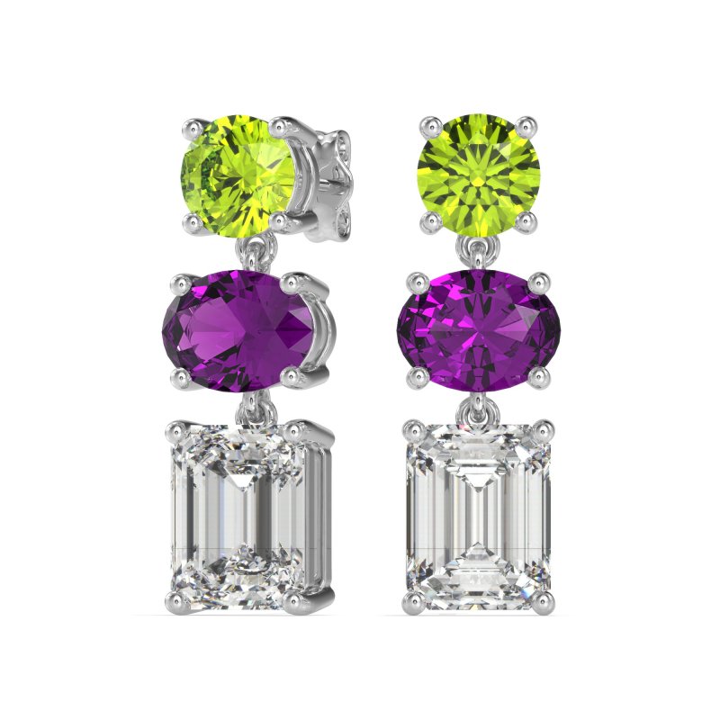 Three-Stone Dangle Earrings