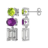Three-Stone Dangle Earrings