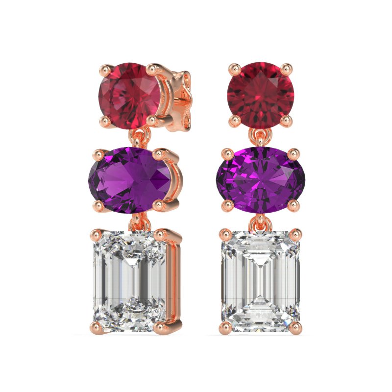 Three-Stone Dangle Earrings