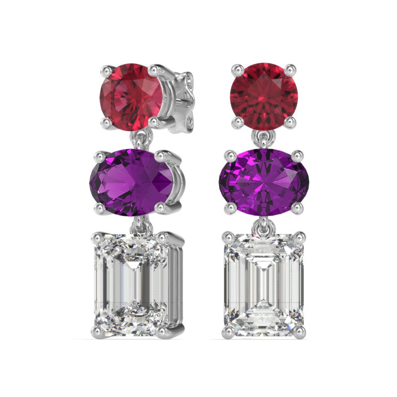 Three-Stone Dangle Earrings