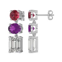 Three-Stone Dangle Earrings