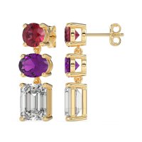 Three-Stone Dangle Earrings
