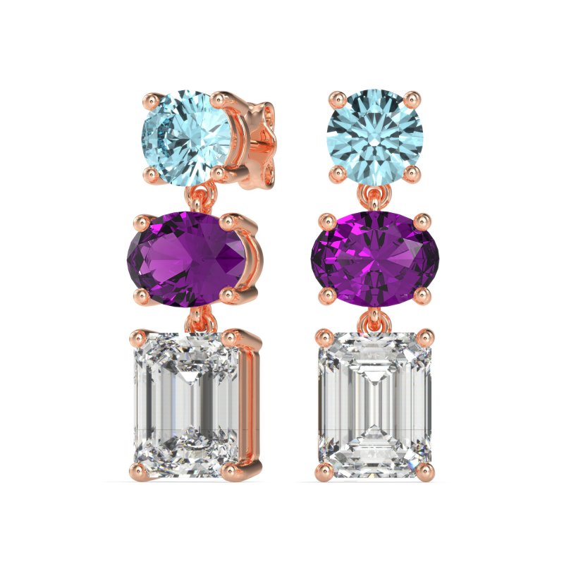 Three-Stone Dangle Earrings