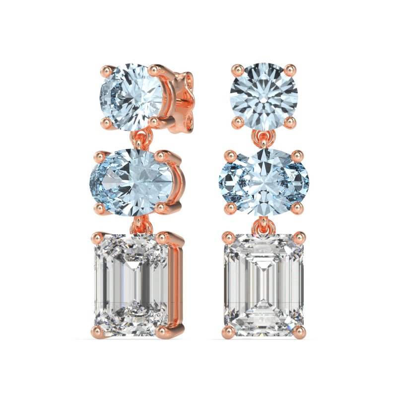 Three-Stone Dangle Earrings