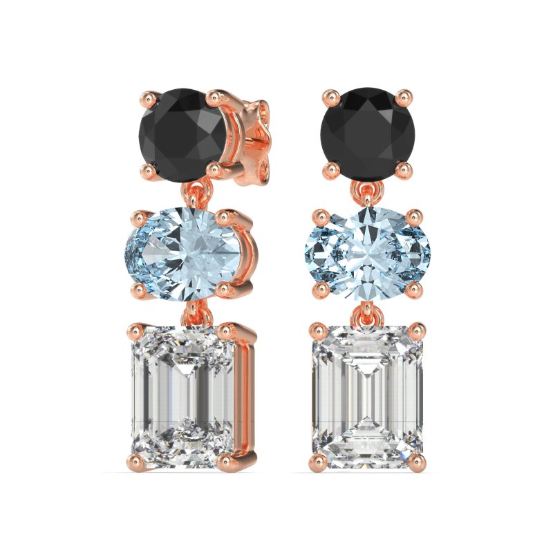 Three-Stone Dangle Earrings