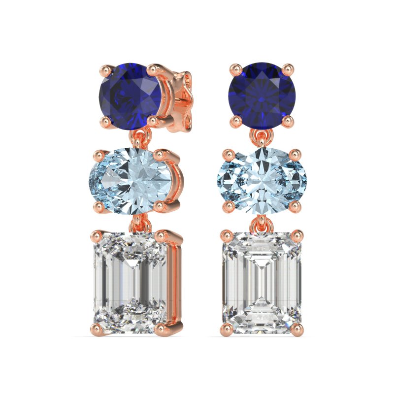 Three-Stone Dangle Earrings