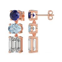 Three-Stone Dangle Earrings