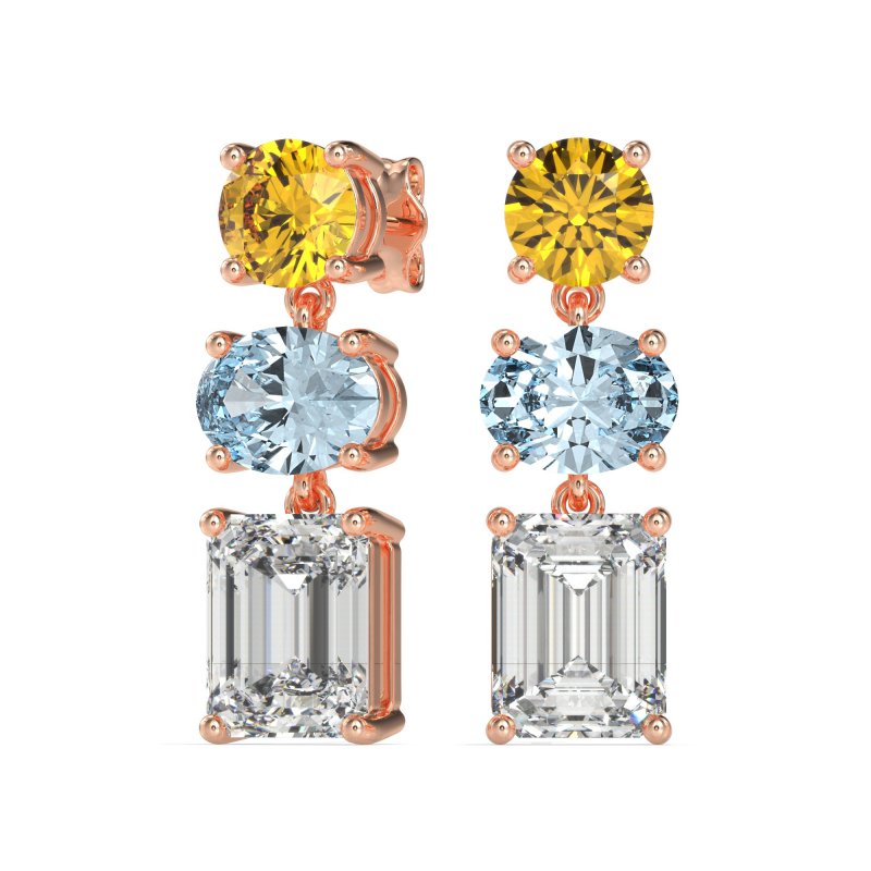 Three-Stone Dangle Earrings