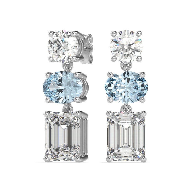 Three-Stone Dangle Earrings
