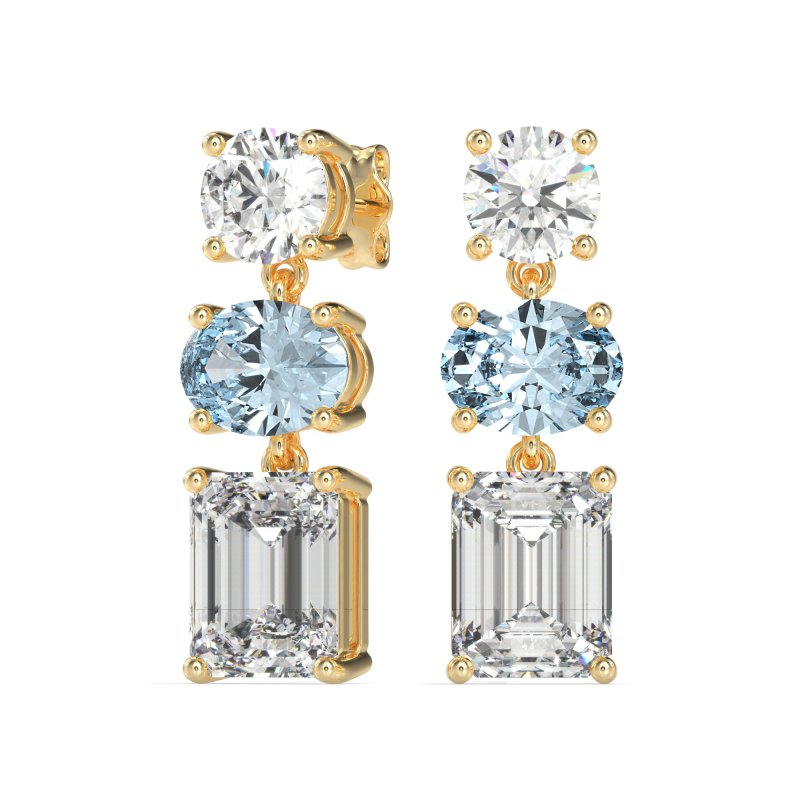 Three-Stone Dangle Earrings