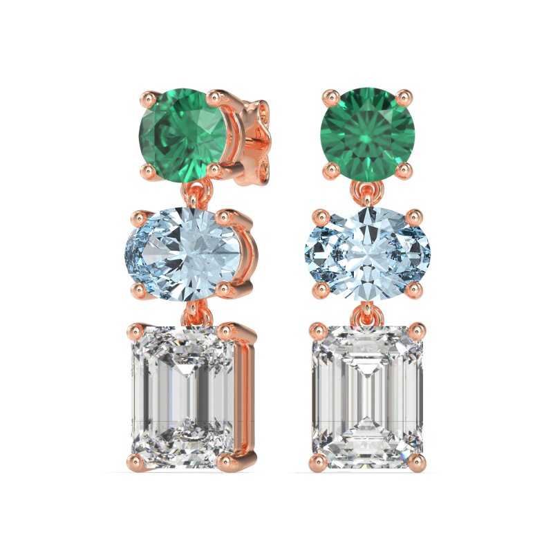 Three-Stone Dangle Earrings