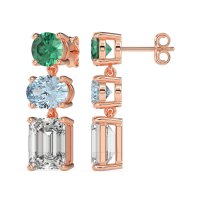 Three-Stone Dangle Earrings