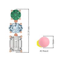 Three-Stone Dangle Earrings