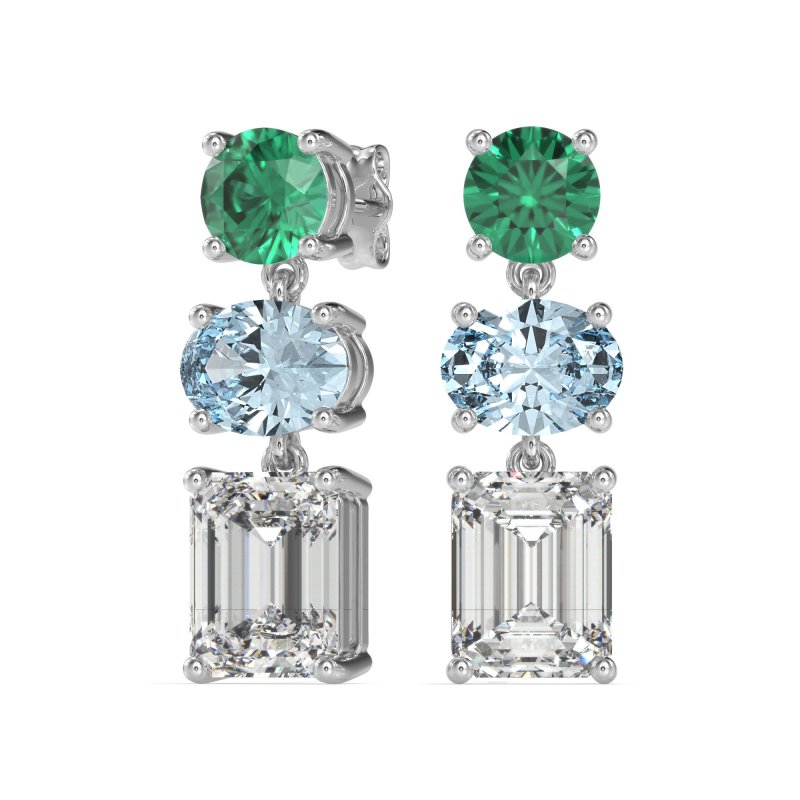Three-Stone Dangle Earrings