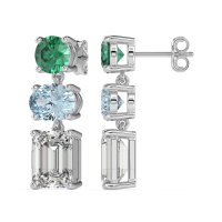 Three-Stone Dangle Earrings