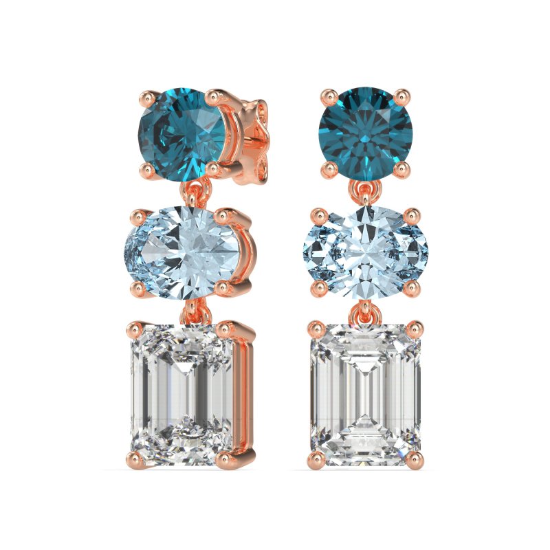 Three-Stone Dangle Earrings