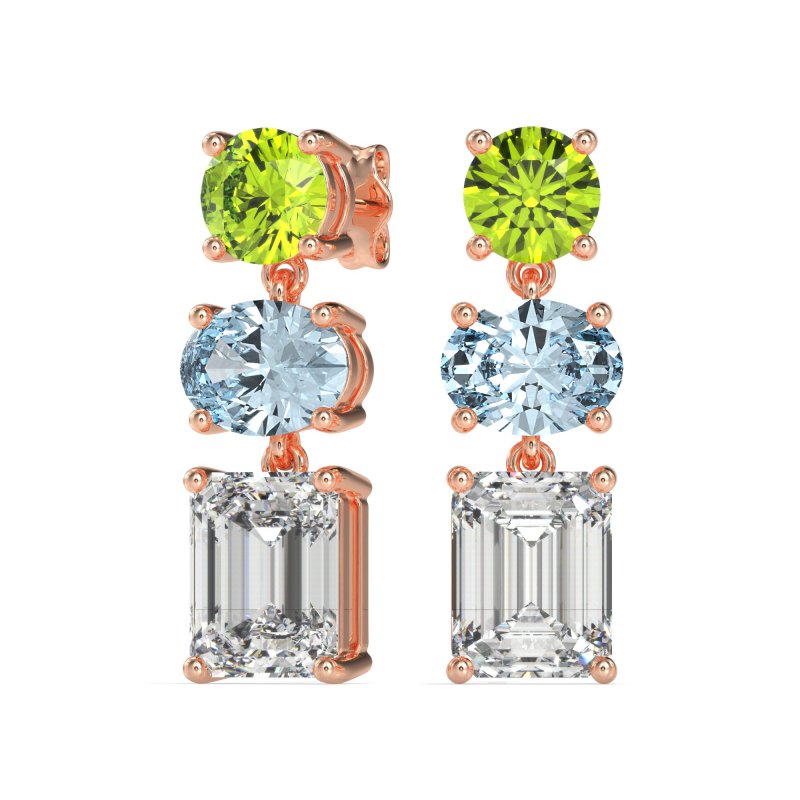 Three-Stone Dangle Earrings