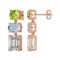 Three-Stone Dangle Earrings